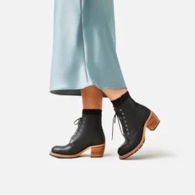Clara Damenstiefel mit Absatz aus schwarzem Boundary-Leder