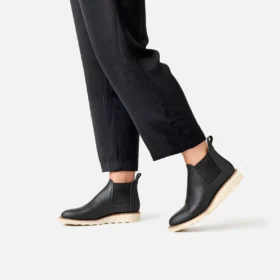 Classic Chelsea Damen-Kurzstiefel aus schwarzem Boundary-Leder