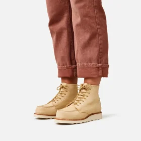 Classic Moc® Damen-Kurzstiefel aus cremefarbenem Abilene-Leder