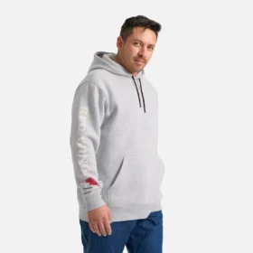 Hoodie mit Ärmelaufdruck – Herren-Hoodie in Hellgrau meliert