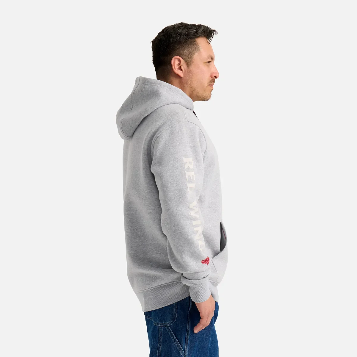 Hoodie mit Ärmelaufdruck – Herren-Hoodie in Hellgrau meliert