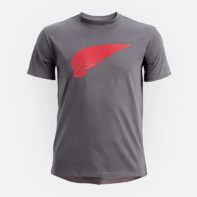 Kurzarm-T-Shirt mit Flügelmotiv – Herren-Kurzarmhemd in Dunkelgrau