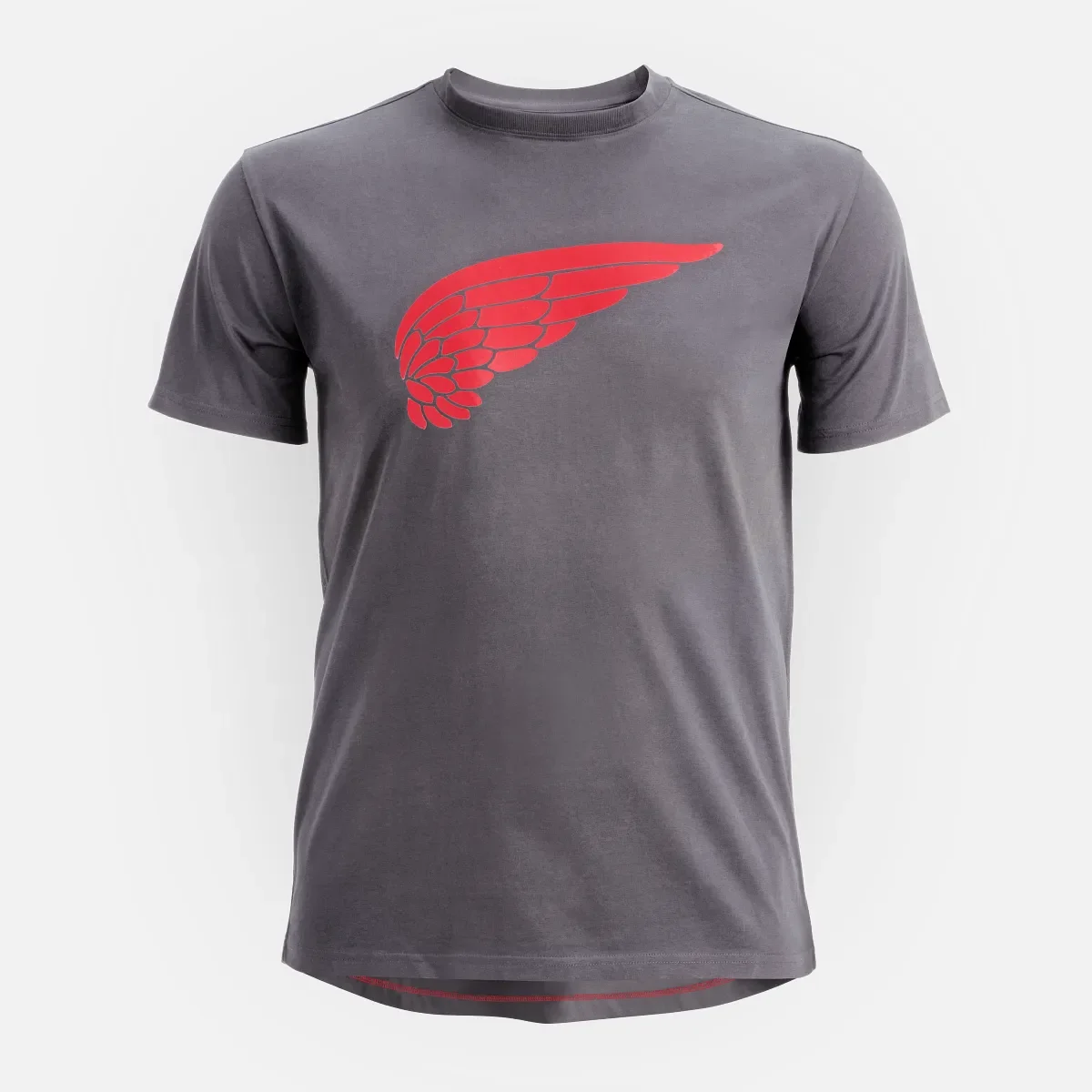 Kurzarm-T-Shirt mit Flügelmotiv – Herren-Kurzarmhemd in Dunkelgrau