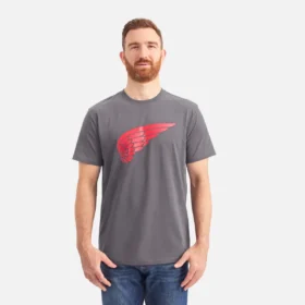 Kurzarm-T-Shirt mit Flügelmotiv – Herren-Kurzarmhemd in Dunkelgrau