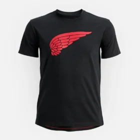 Kurzarm-T-Shirt mit Flügelmotiv – Herren-Kurzarmhemd in Schwarz