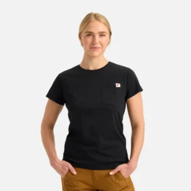 Kurzarm-T-Shirt mit Tasche Damen-Kurzarm-T-Shirt in Schwarz