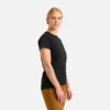 Kurzarm-T-Shirt mit Tasche Damen-Kurzarm-T-Shirt in Schwarz