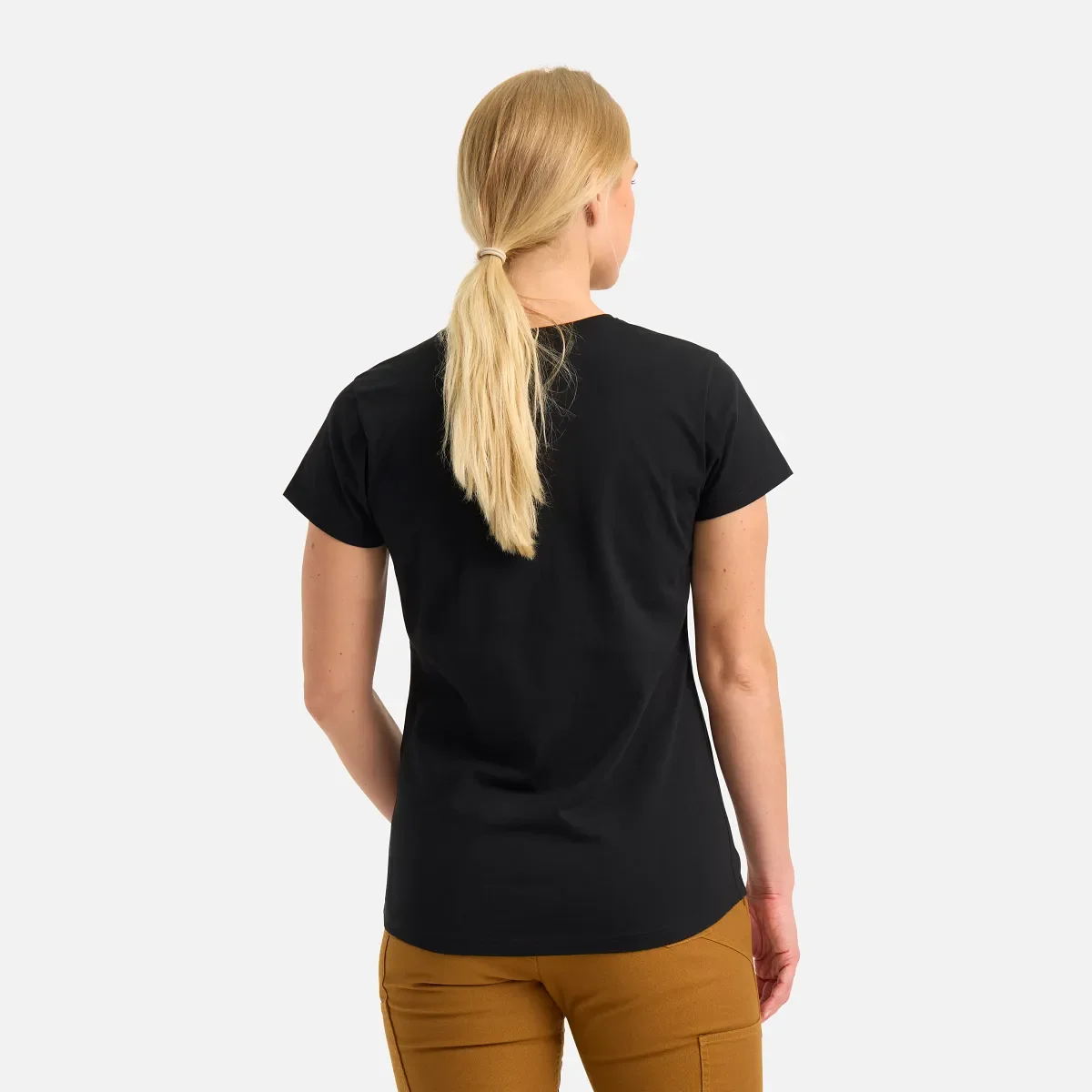 Kurzarm-T-Shirt mit Tasche Damen-Kurzarm-T-Shirt in Schwarz