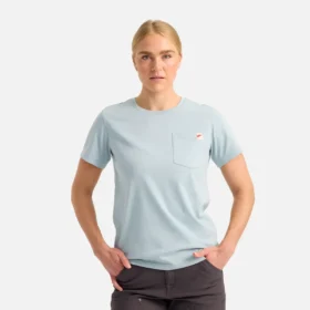 Kurzarm-T-Shirt mit Tasche Damen-Kurzarm-T-Shirt in Stahlblau