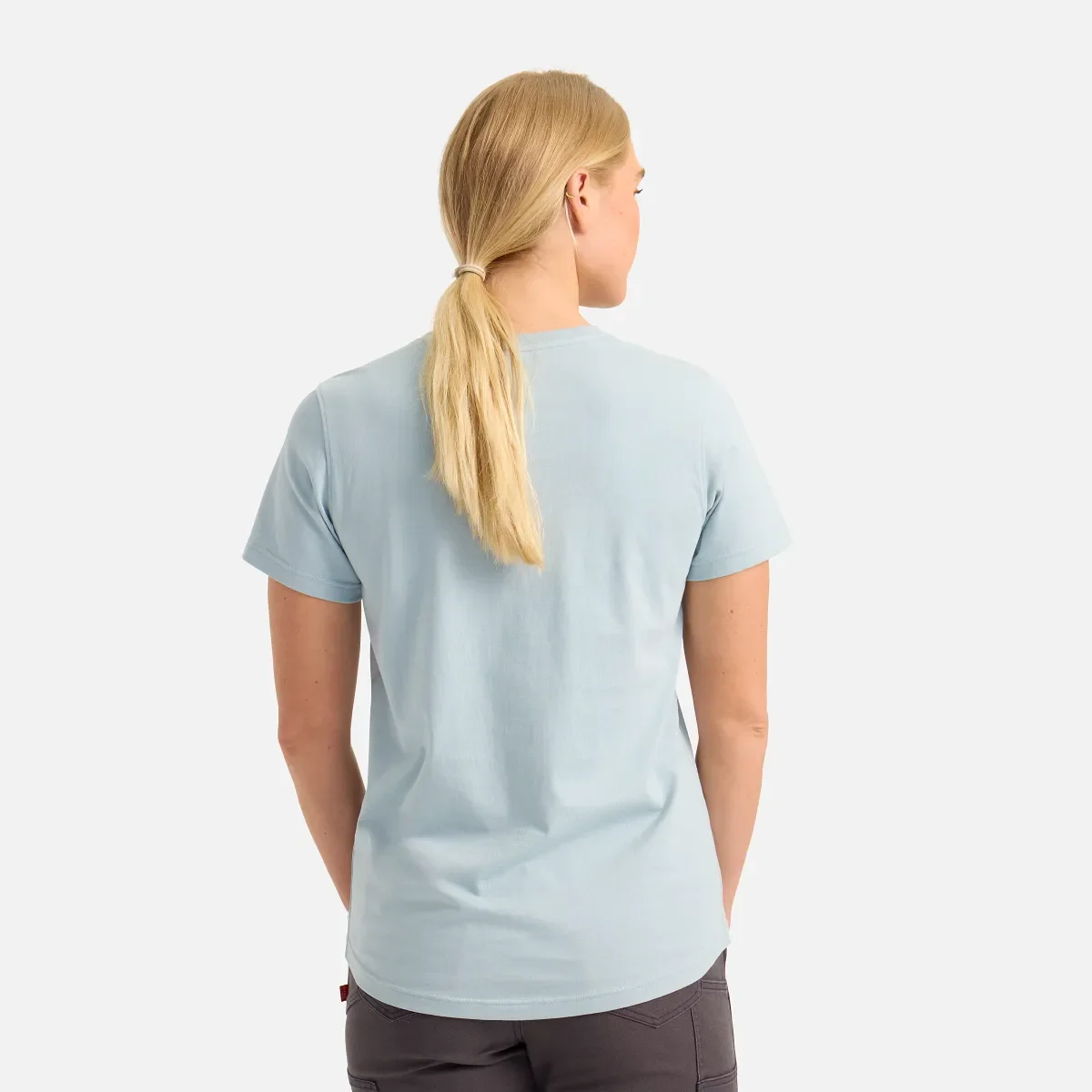 Kurzarm-T-Shirt mit Tasche Damen-Kurzarm-T-Shirt in Stahlblau
