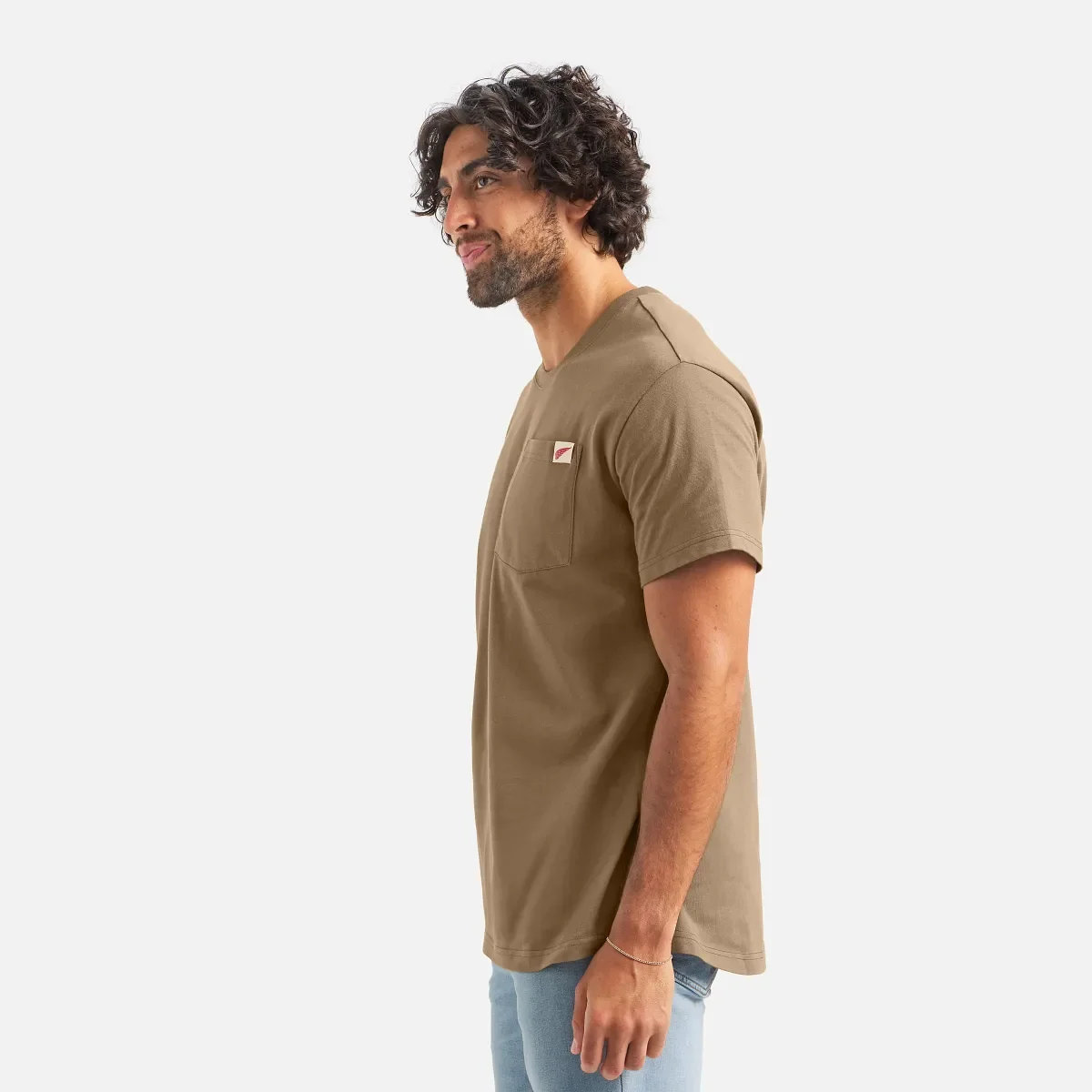 Kurzarm-T-Shirt mit Tasche Herren-Kurzarm-T-Shirt in Braun