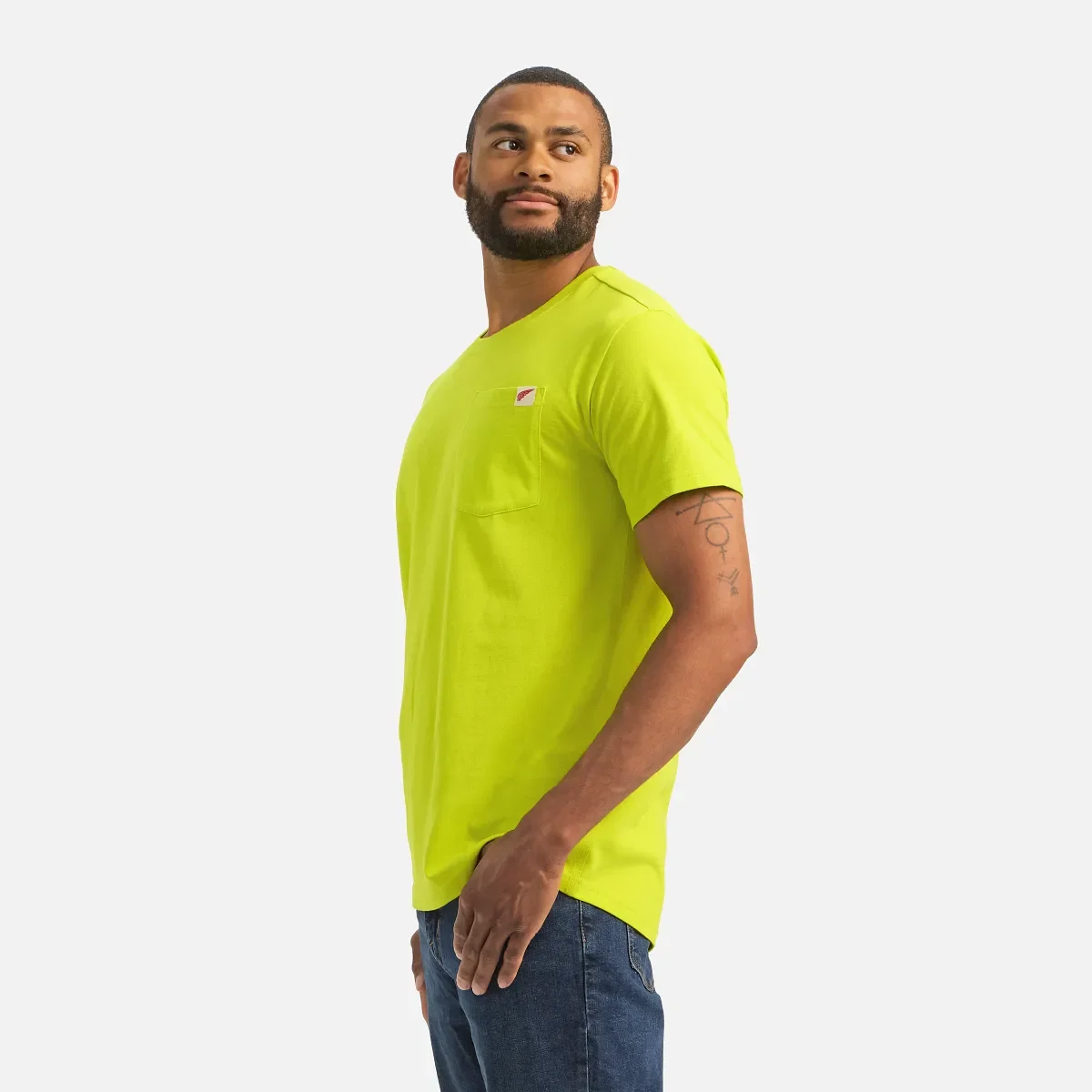 Kurzarm-T-Shirt mit Tasche Herren-Kurzarm-T-Shirt in leuchtendem Grün