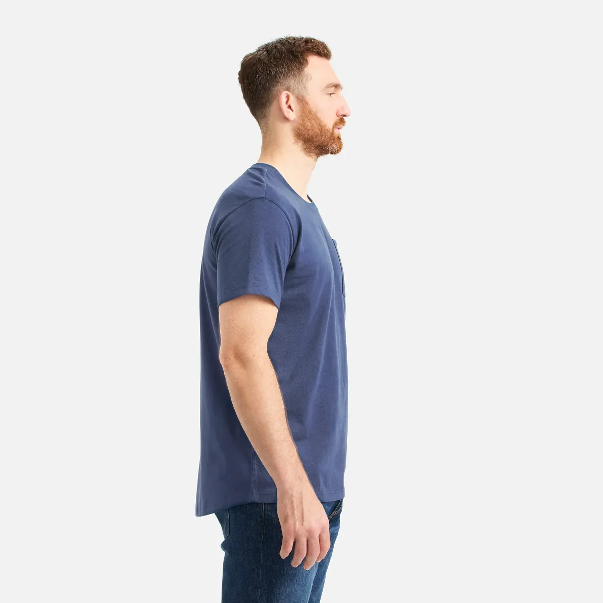 Kurzarm-T-Shirt mit Tasche Herren-Kurzarm-T-Shirt in Marineblau