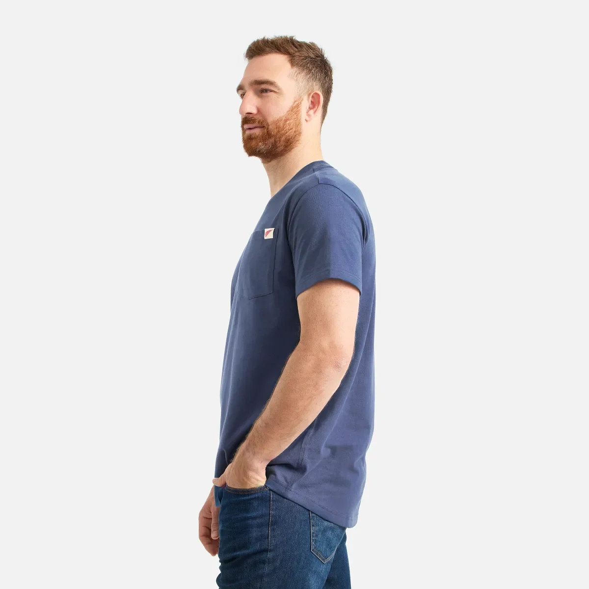 Kurzarm-T-Shirt mit Tasche Herren-Kurzarm-T-Shirt in Marineblau