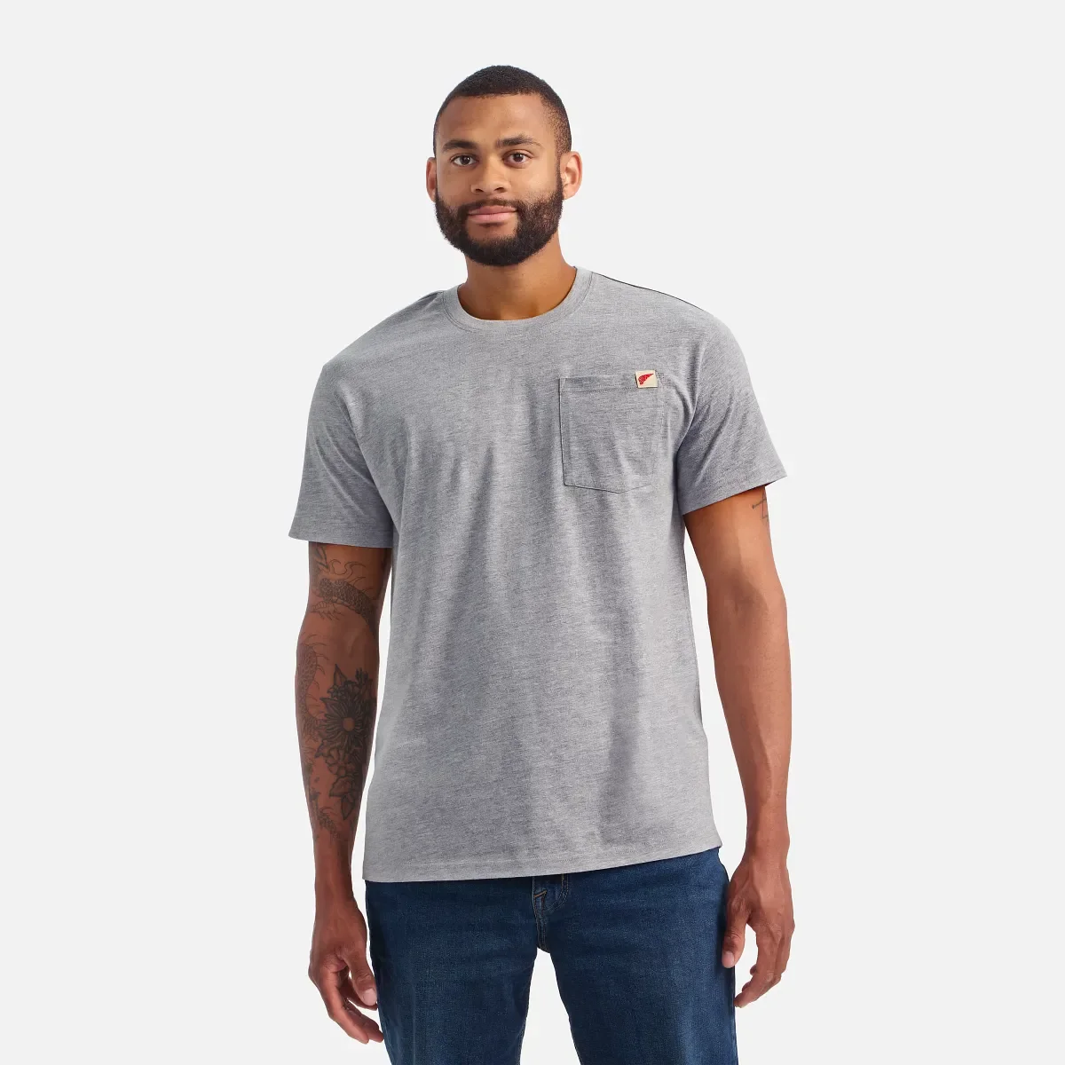 Kurzarm-T-Shirt mit Tasche Herren-Kurzarm-T-Shirt in Meliergrau