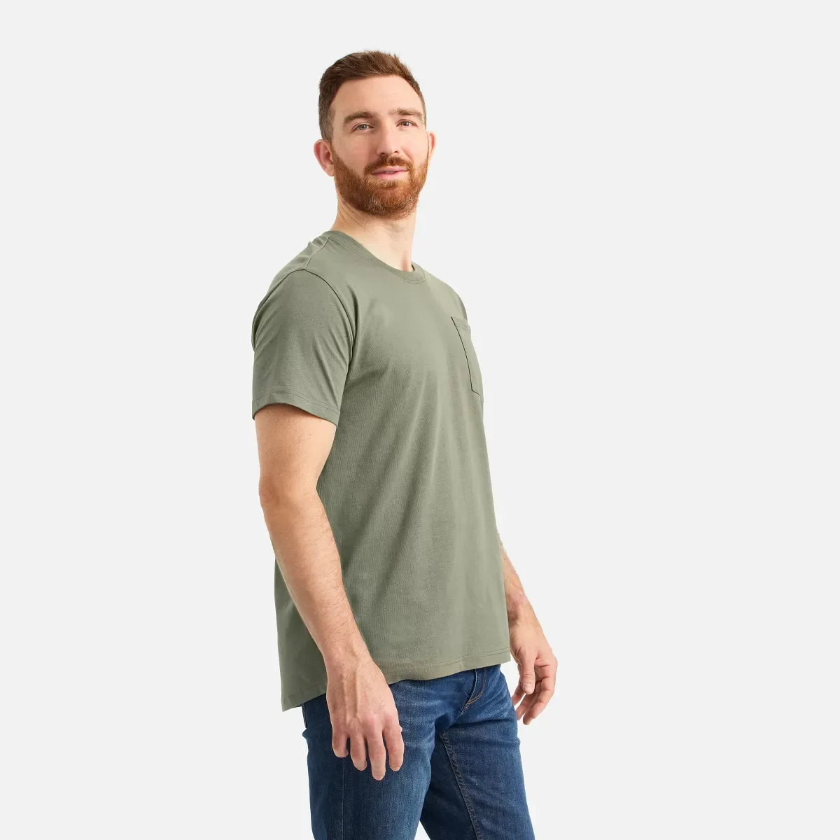 Kurzarm-T-Shirt mit Tasche Herren-Kurzarm-T-Shirt in Olivgrün