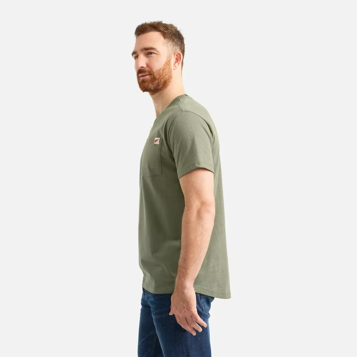 Kurzarm-T-Shirt mit Tasche Herren-Kurzarm-T-Shirt in Olivgrün