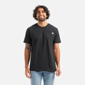 Kurzarm-T-Shirt mit Tasche Herren-Kurzarm-T-Shirt in Schwarz