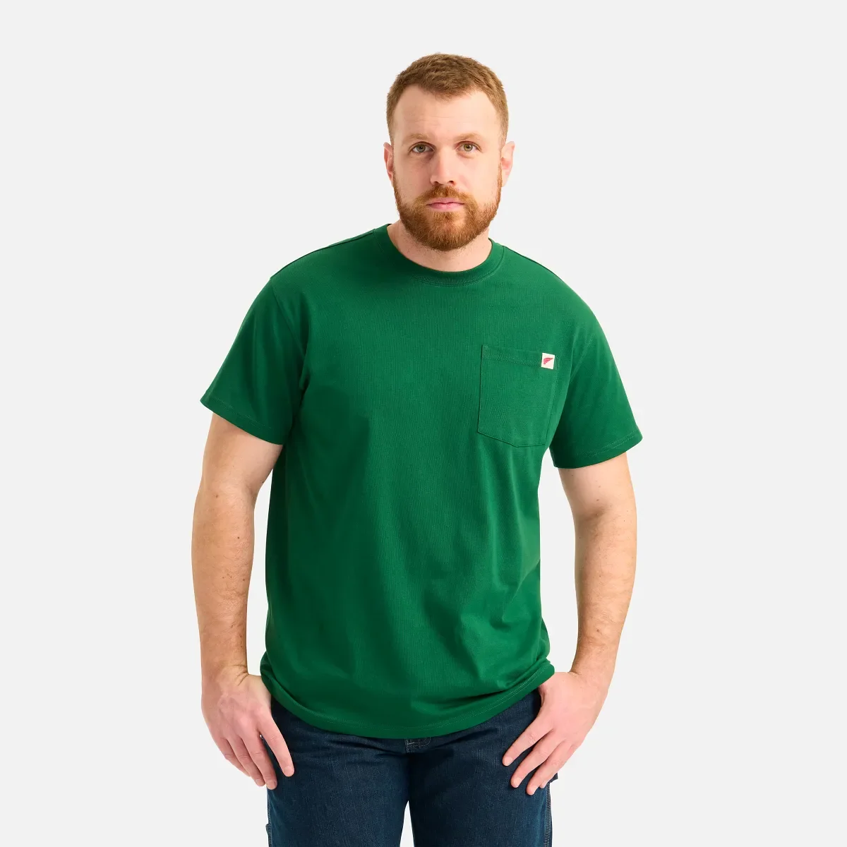 Kurzarm-T-Shirt mit Tasche Herren-Kurzarm-T-Shirt in Waldgrün