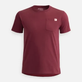 Kurzarm-T-Shirt mit Tasche – Herren-Kurzarmhemd in Burgunderrot