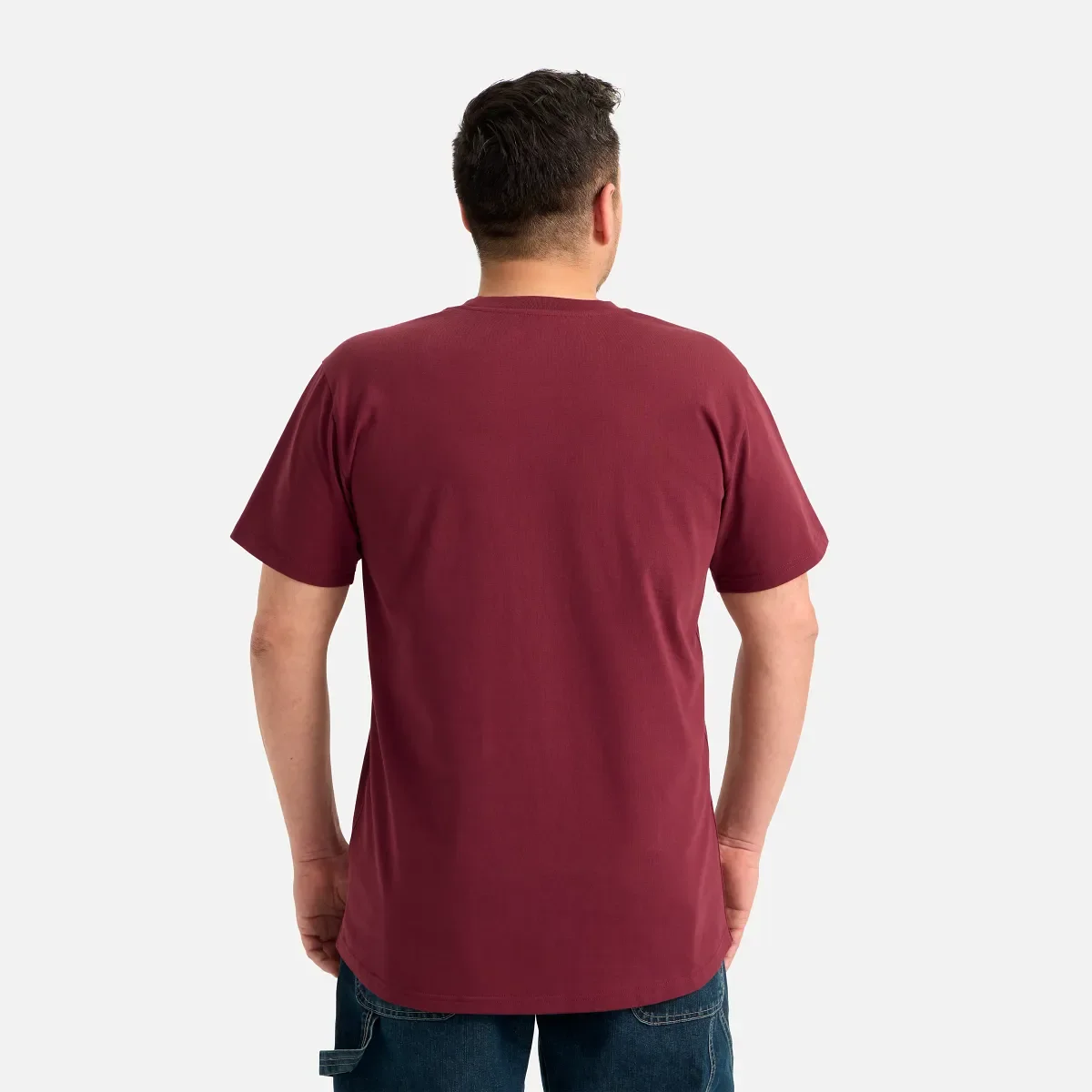 Kurzarm-T-Shirt mit Tasche – Herren-Kurzarmhemd in Burgunderrot