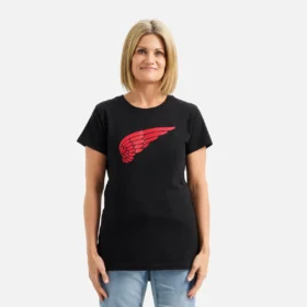 Kurzarm-Wing-T-Shirt – Damen-Kurzarm-T-Shirt in Schwarz