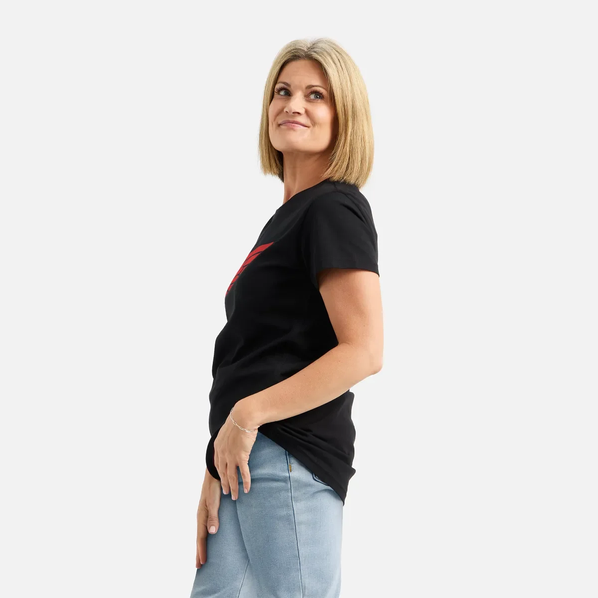 Kurzarm-Wing-T-Shirt – Damen-Kurzarm-T-Shirt in Schwarz