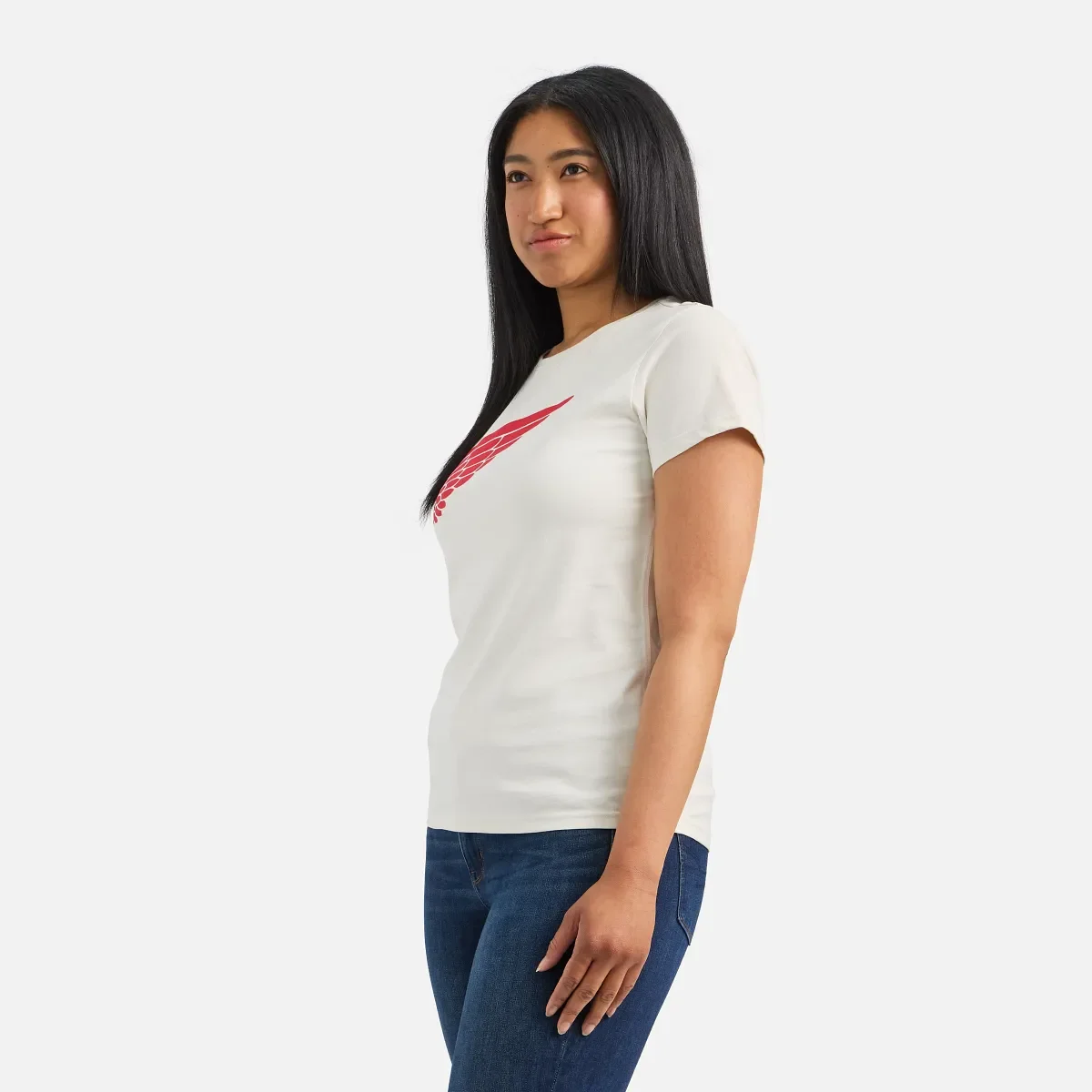 Kurzarm-Wing-T-Shirt Damen-Kurzarm-T-Shirt in Weiß