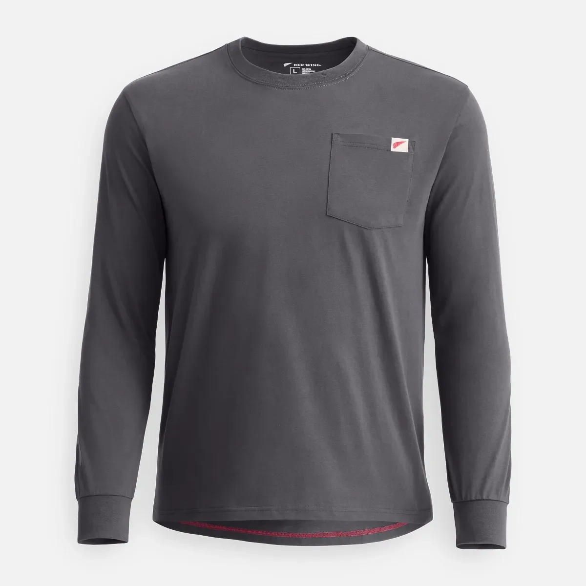 Langarm-T-Shirt mit Tasche und Aufdruck auf dem Ärmel – Herren-Langarm-T-Shirt in Asphalt