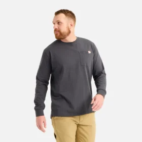 Langarm-T-Shirt mit Tasche und Aufdruck auf dem Ärmel – Herren-Langarm-T-Shirt in Asphalt