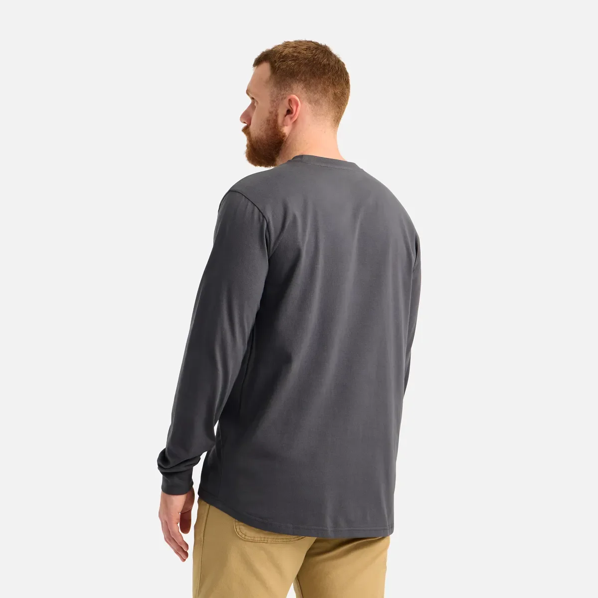 Langarm-T-Shirt mit Tasche und Aufdruck auf dem Ärmel – Herren-Langarm-T-Shirt in Asphalt