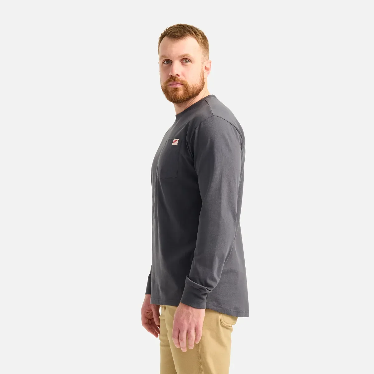 Langarm-T-Shirt mit Tasche und Aufdruck auf dem Ärmel – Herren-Langarm-T-Shirt in Asphalt