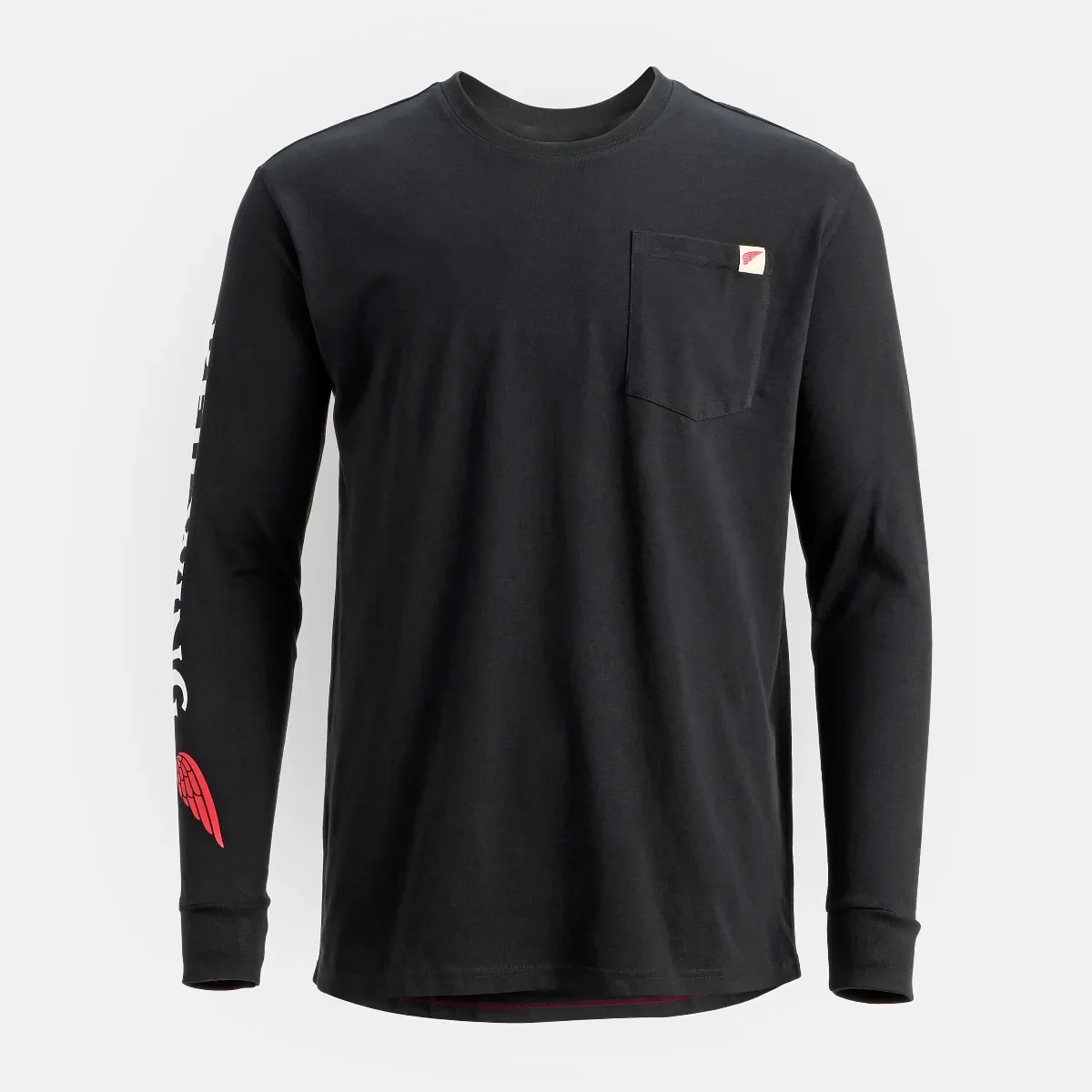 Langarm-T-Shirt mit Tasche und Aufdruck auf dem Ärmel – Herren-Langarm-T-Shirt in Schwarz