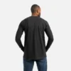 Langarm-T-Shirt mit Tasche und Aufdruck auf dem Ärmel – Herren-Langarm-T-Shirt in Schwarz
