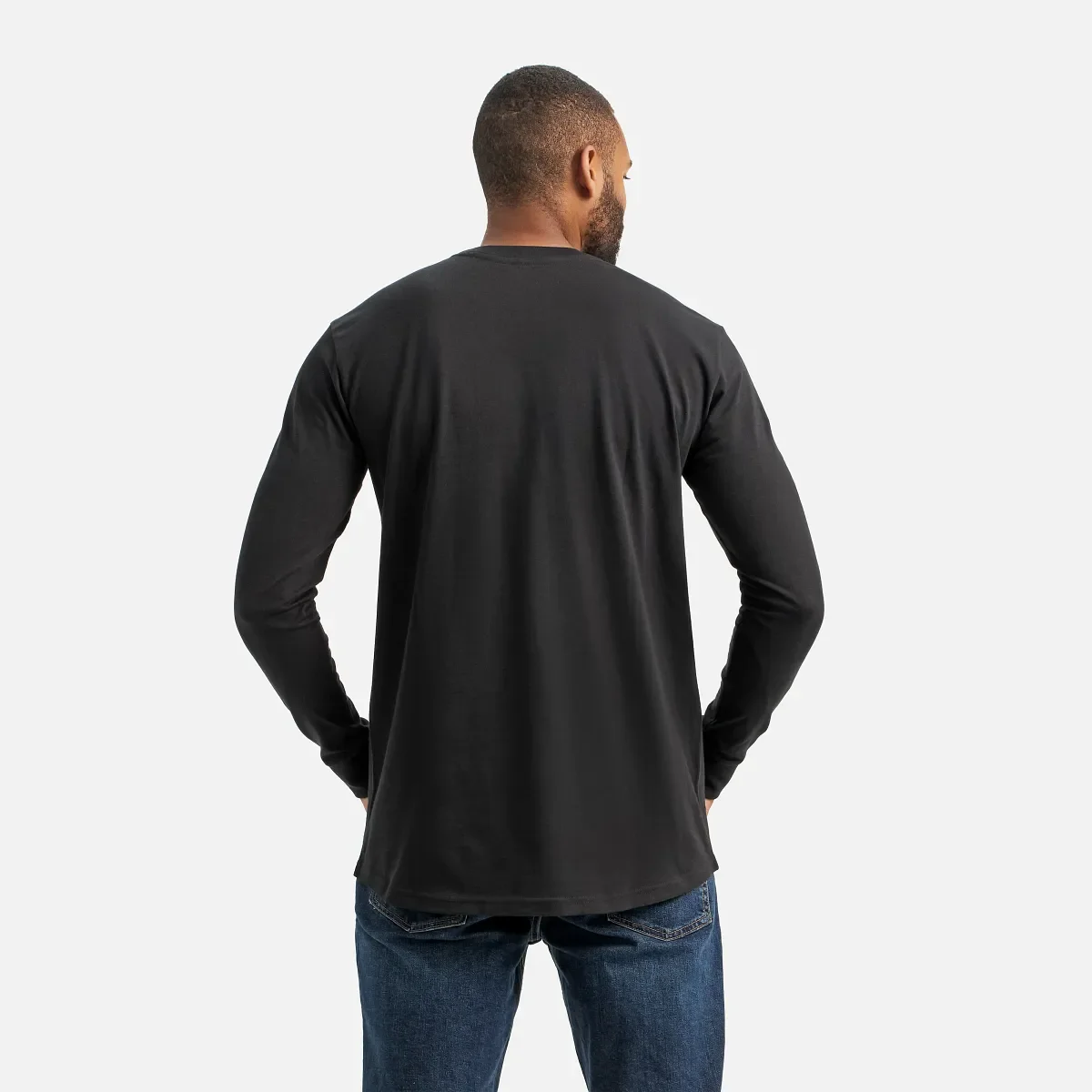 Langarm-T-Shirt mit Tasche und Aufdruck auf dem Ärmel – Herren-Langarm-T-Shirt in Schwarz