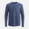 Langarm-T-Shirt mit Tasche und Ärmelprint – Herren-Langarm-T-Shirt in Marineblau
