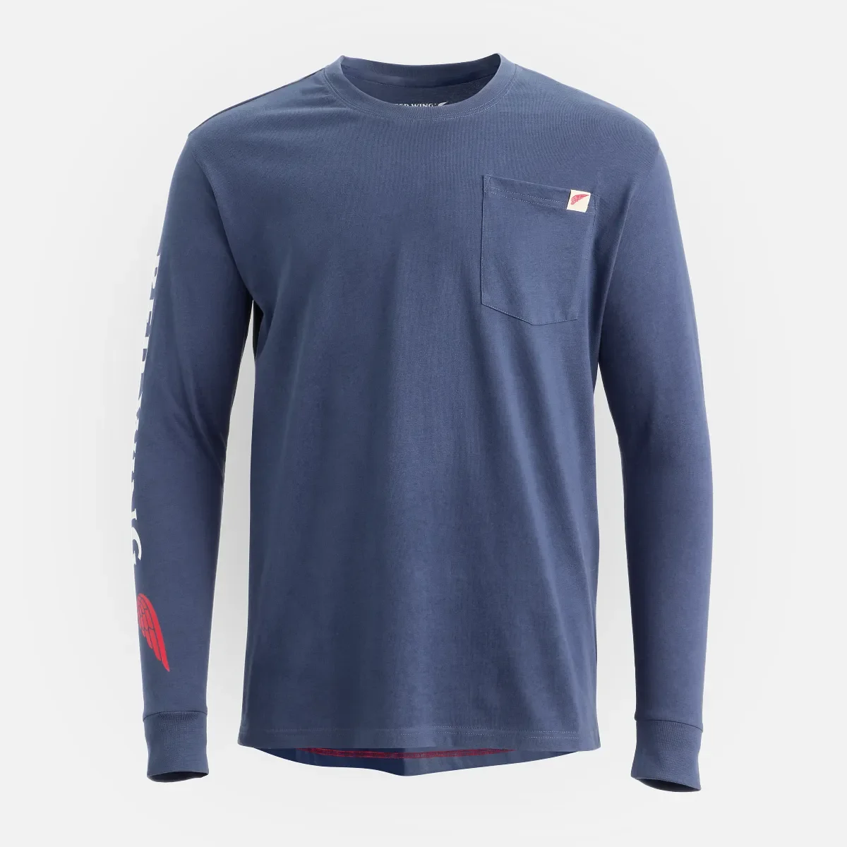 Langarm-T-Shirt mit Tasche und Ärmelprint – Herren-Langarm-T-Shirt in Marineblau