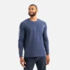 Langarm-T-Shirt mit Tasche und Ärmelprint – Herren-Langarm-T-Shirt in Marineblau