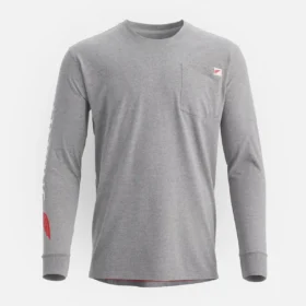 Langarm-T-Shirt mit Tasche und Ärmelprint – Herren-Langarm-T-Shirt in Meliergrau