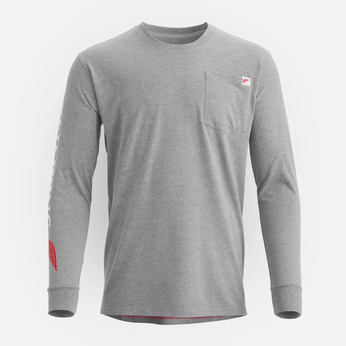 Langarm-T-Shirt mit Tasche und Ärmelprint – Herren-Langarm-T-Shirt in Meliergrau