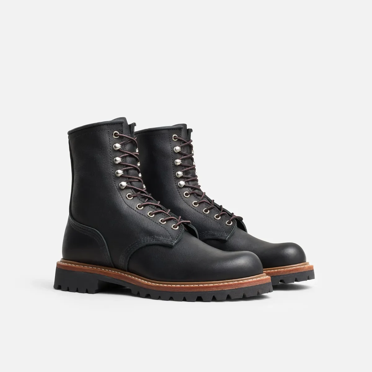 Logger Herrenstiefel „Logger“ aus schwarzem „Oil Slick“-Leder