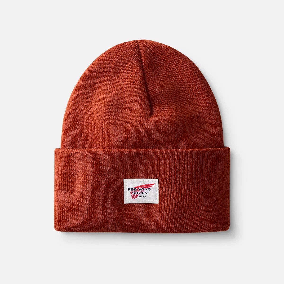 Logo-Strickmütze – Unisex-Strickmütze in Rostrot