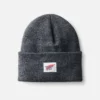 Logo-Strickmütze Unisex-Strickmütze mit Umschlag in Dunkelgrau meliert