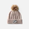 Mütze mit Bommel: Damen-Strickmütze mit Bommel in Creme