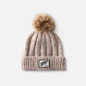 Mütze mit Bommel: Damen-Strickmütze mit Bommel in Creme