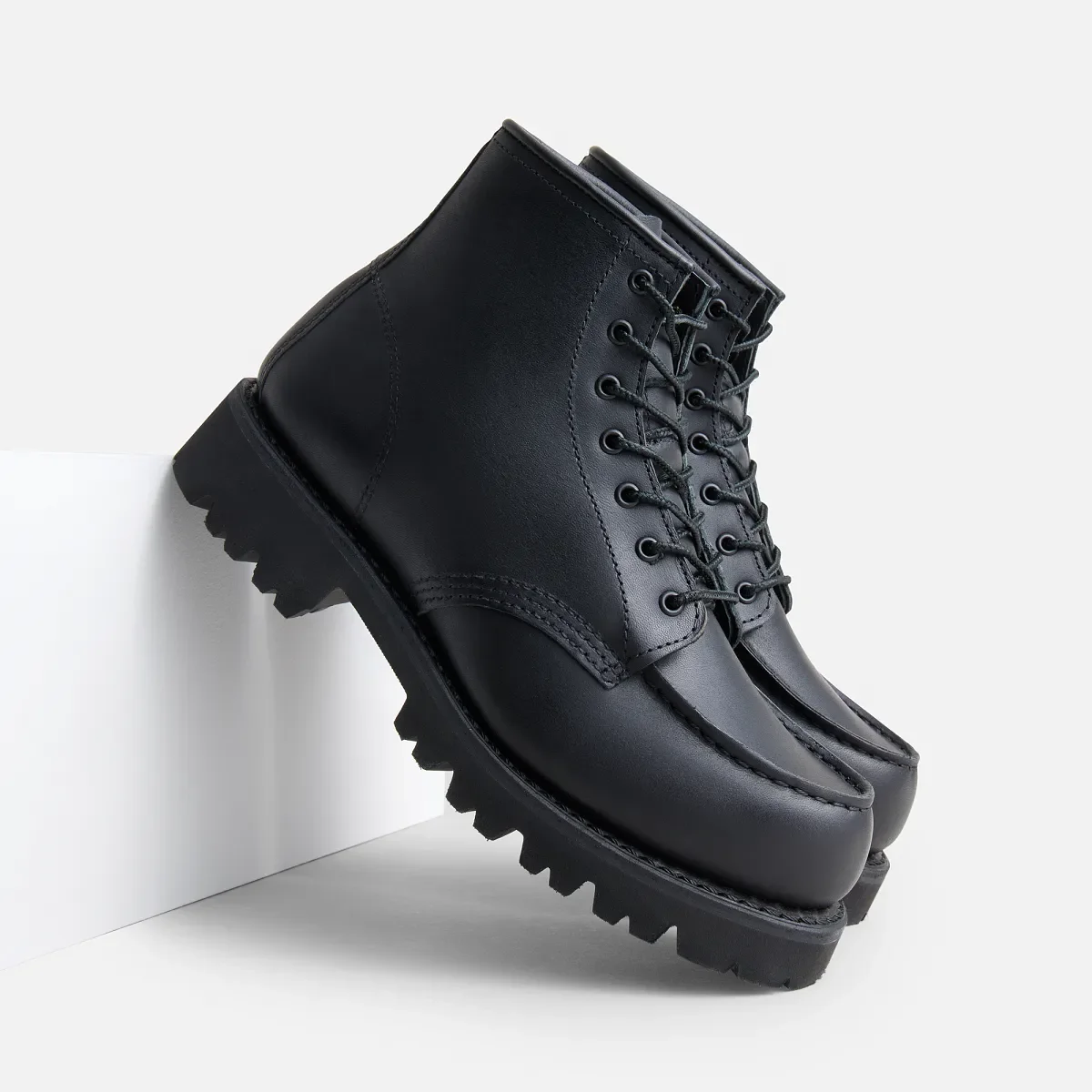 Porter Moc Damen-Stiefel aus schwarzem „Boundary“-Leder
