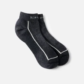 Premium Safety Medium Weight Quarter Crew – Unisex-Socken aus Merinowollmischung in Schwarz