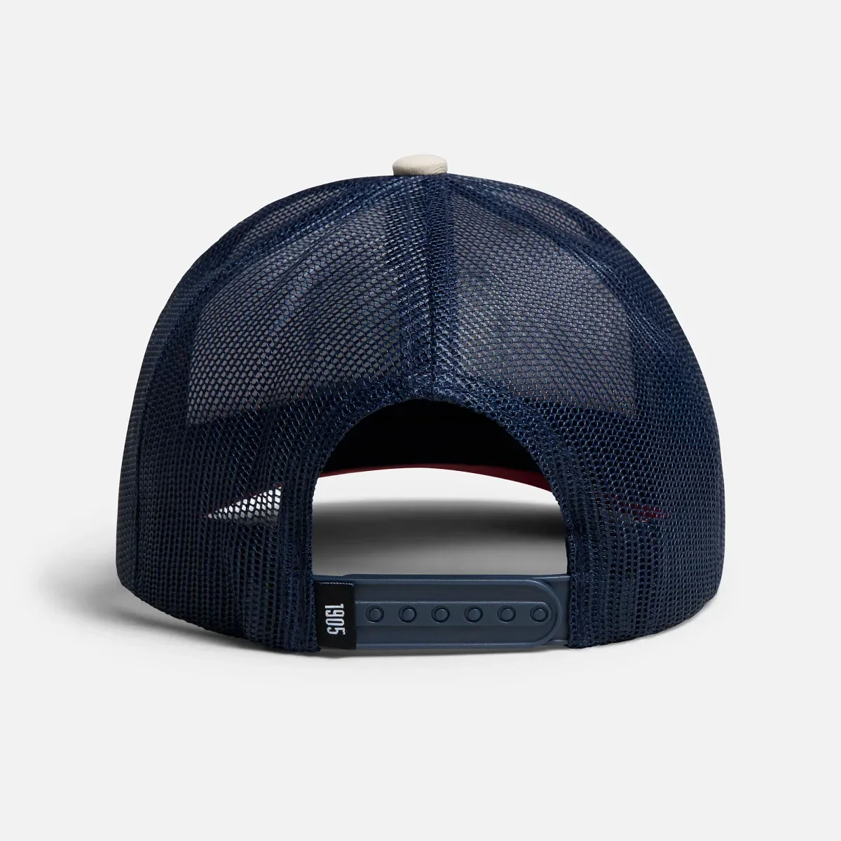 Pro Trucker Cap – Unisex-Baseballkappe in Stone/Rot/Marineblau