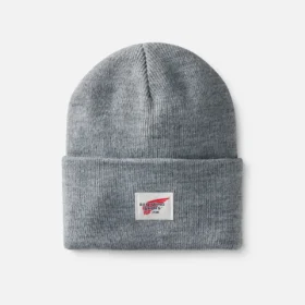 Strickmütze mit Logo, Unisex-Strickmütze in Hellgrau meliert