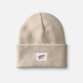 Strickmütze mit Logo – Unisex-Strickmütze mit Umschlag in der Farbe „Stone“